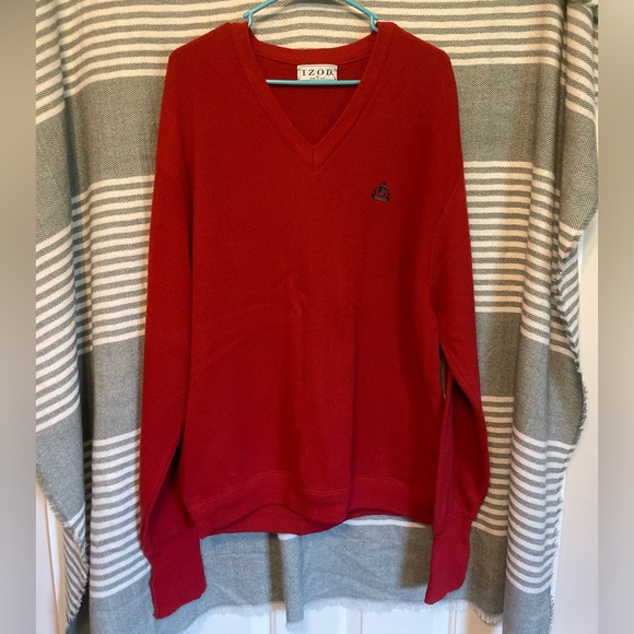 Vintage Izod V-Neck Red Sweater Size XL - Picture 1 of 3